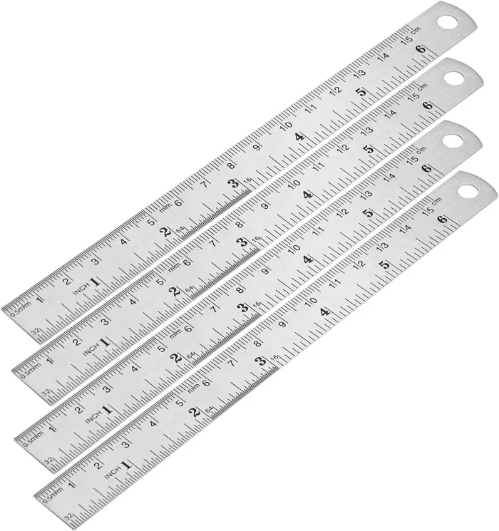 Amazon Basics 6-Inch Stainless Steel Ruler, 4-Pack, Chrome - Image 7
