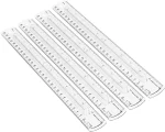 Amazon Basics 12-Inch Plastic Ruler with Finger Grip, 4-Pack, Clear