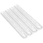 Amazon Basics 12-Inch Plastic Ruler with Finger Grip, 4-Pack, Clear
