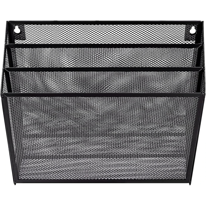 Amazonbasics 3 - Tier File Organizer, Black Mesh - Image 5