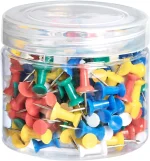 Amazon Basics Push Pins Tacks, Assorted Colors, Steel Point, 200-Pack