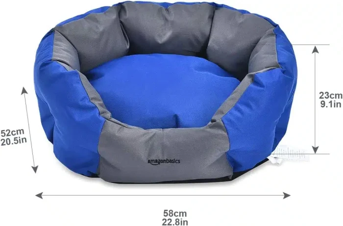 Amazon Basics Water-Resistant Pet Bed for Small Dogs - Oval, Royal Blue, 22.8-Inch - Image 7