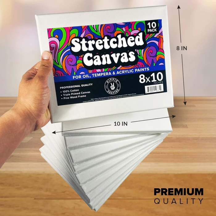 10 Pack Stretched Canvases for Painting, 8x10 Blank Rectangle Canvas Boards, Ideal for Acrylic, Oil, and Mixed Media Art, Small Art Canvases for Painting, Perfect for Supplies and Bulk Projects - Image 6
