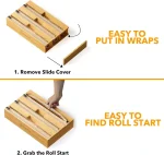 SpaceAid WrapNeat 3 in 1 Wrap Organizer with Cutter and Labels, Plastic Wrap, Aluminum Foil and Wax Bamboo Dispenser for Kitchen Storage Organization Holder for 12" Roll (Natural) - Image 4