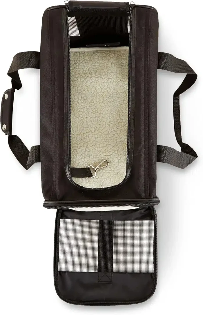 Amazon Basics Soft-Sided Mesh Pet Travel Carrier for Dog, Cat, up to 16 pounds, 16.5" L x 10.6" W x 11" H, Black - Image 4