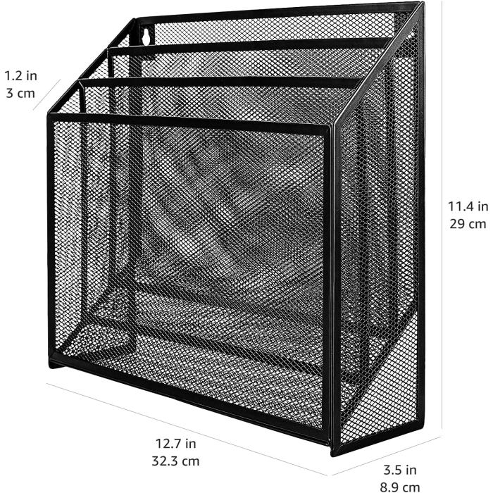 Amazonbasics 3 - Tier File Organizer, Black Mesh - Image 3