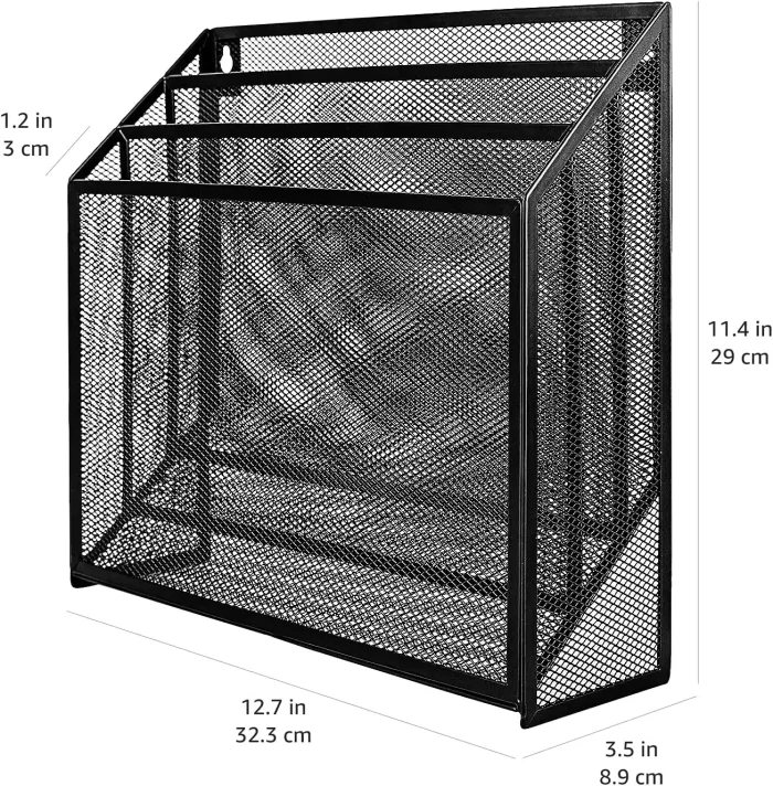 Amazonbasics 3 - Tier File Organizer, Black Mesh - Image 3