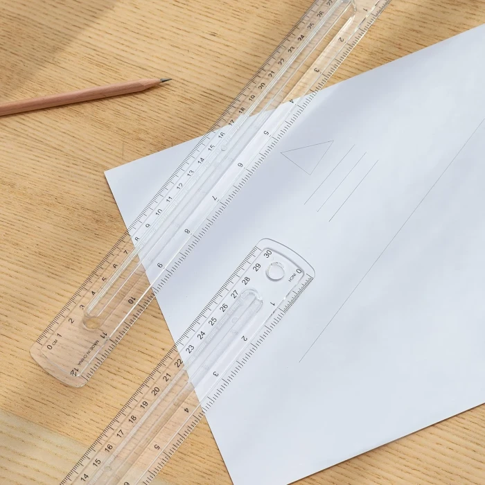 Amazon Basics 12-Inch Plastic Ruler with Finger Grip, 4-Pack, Clear - Image 2