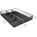Amazon Basics Desk Drawer Organizer for Office and Home, Metal Mesh, Anti-Slip, 6 Compartments, Black - Image 4