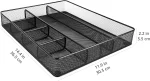 Amazon Basics Desk Drawer Organizer for Office and Home, Metal Mesh, Anti-Slip, 6 Compartments, Black - Image 4
