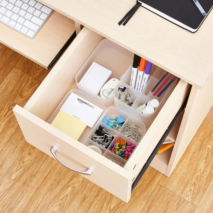 Amazon Basics Stackable Desk Drawer Organization Set, Frosted - 4 Pack - Image 2