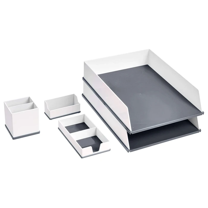 Amazon Basics Desk Organization Set - Grey and White - Image 6