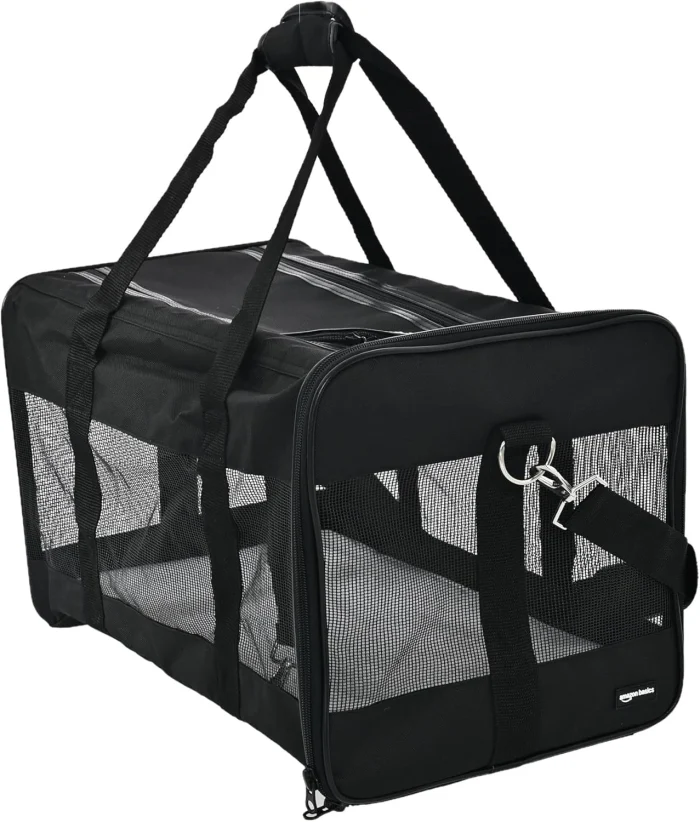 Amazon Basics Soft-Sided Mesh Pet Travel Carrier for Dog, Cat, up to 16 pounds, 16.5" L x 10.6" W x 11" H, Black - Image 7