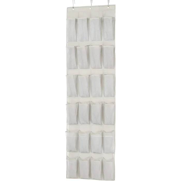 Amazon Basics 24 Medium Pocket Over-the-Door Hanging Shoe Organizer, Light Grey - Image 7