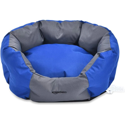 Amazon Basics Water-Resistant Pet Bed for Small Dogs - Oval, Royal Blue, 22.8-Inch