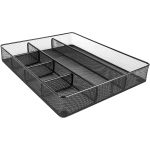 Amazon Basics Desk Drawer Organizer for Office and Home, Metal Mesh, Anti-Slip, 6 Compartments, Black - Image 2