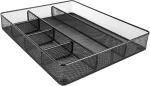 Amazon Basics Desk Drawer Organizer for Office and Home, Metal Mesh, Anti-Slip, 6 Compartments, Black - Image 2