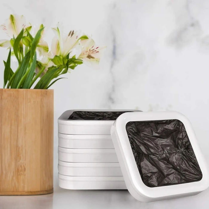 TOWNEW Pack of 6 Garbage Rings (125 Bags Approximately), Polyethylene, White, 6 Packs - Image 5