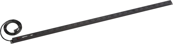 Amazon Basics Heavy Duty Metal Rectangle Surge Protector Power Strip With Mounting Brackets, 24 Outlet, 840-Joule (15A On/Off Circuit Breaker), Black - Image 7