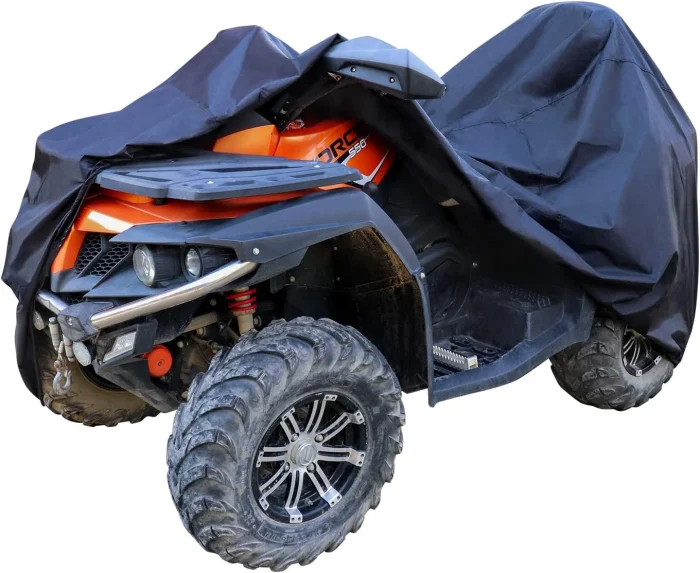 Amazon Basics Weatherproof Standard ATV Cover - 150D Oxford, ATVs up to 102", Black - Image 9