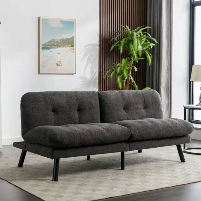 Mainstays Camden Cozy Futon, Charcoal Boucle Fabric, 72" - Image 7