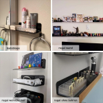 OAPRIRE Acrylic Floating Wall Shelves Set of 2, Damage-Free Expand Wall Space, Black Small Wall Shelf for Smart Speaker, Action Figures, Monitor with Cable Clips, Stick on, No Drill - Image 2