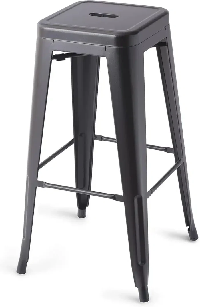 Amazon Basics Metal Bar Stools - 30-Inch, Set of 4, Black - Image 3