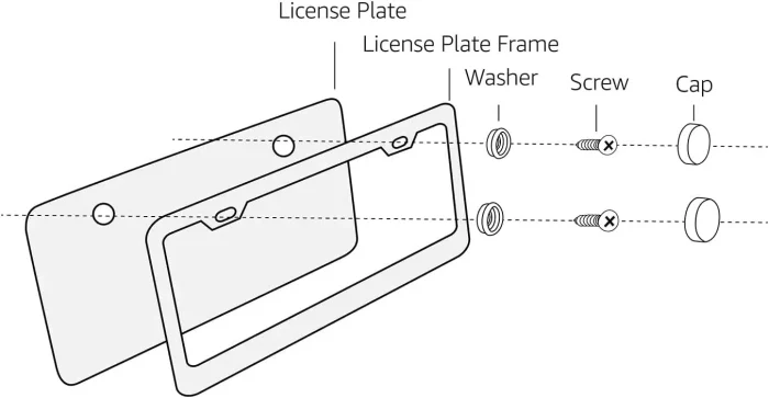 Amazon Basics Stainless Steel License Plate Frame Pair with Screw Caps - 2-Hole, 12.2'' x 6.3'', Silver - Image 7