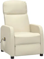 idaXL Massage Chair Cream White Faux Leather