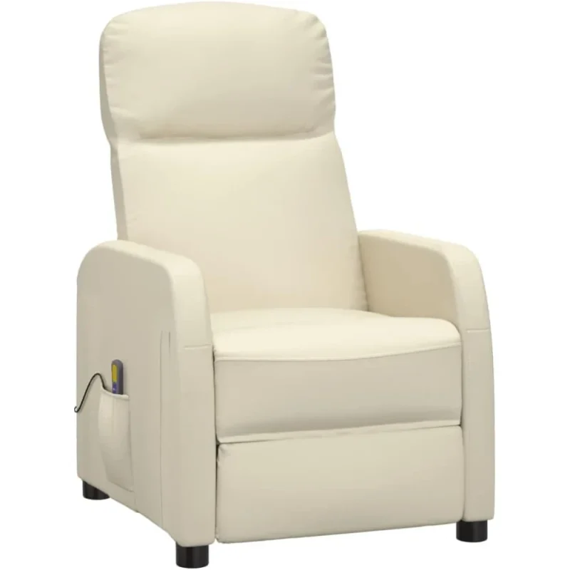 idaXL Massage Chair Cream White Faux Leather