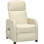 idaXL Massage Chair Cream White Faux Leather