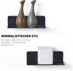 OAPRIRE Acrylic Floating Wall Shelves Set of 2, Damage-Free Expand Wall Space, Black Small Wall Shelf for Smart Speaker, Action Figures, Monitor with Cable Clips, Stick on, No Drill - Image 3