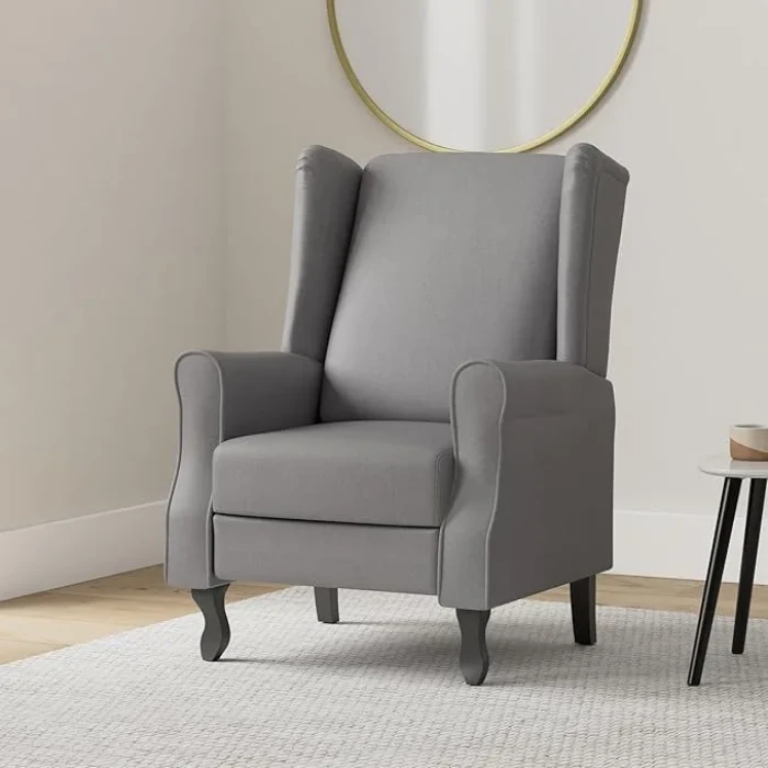 vidaXL Classic Dark Gray Fabric Recliner – Comfortable Adjustable Reclining Chair with Sponge Padding & Wooden Structure for Living Room and Office - Image 2