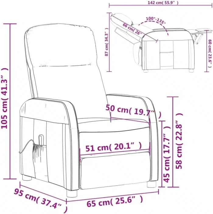 idaXL Massage Chair Cream White Faux Leather - Image 4