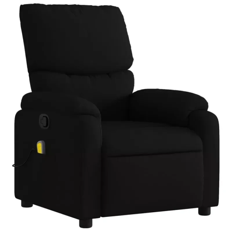 vidaXL Black Fabric Massage Recliner Chair - Manual Recline, 6-Point Vibration Massage System, Comfortable Padding, Wood/Metal Frame