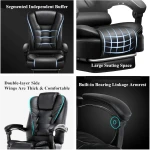 INGVY Black Electric Massage Ergonomic Office Gaming Chair, Leather, Contemporary Style, Swivel Wheels, 400lbs Capacity - Image 5