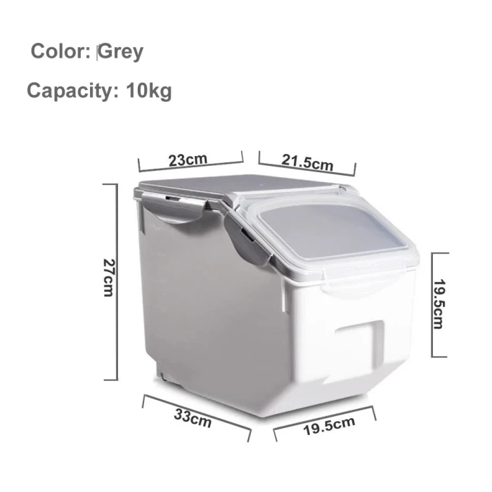 FURN ASPIRE Rice Storage Container, Large Rice Dispenser Airtight Food Rice Bin Household Sealed Cereal Grain Organizer With Lids For Storing Rice, Flour, Dry Fruit And More, Plastic, Pack Of 1,White - Image 4