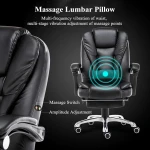 INGVY Black Electric Massage Ergonomic Office Gaming Chair, Leather, Contemporary Style, Swivel Wheels, 400lbs Capacity - Image 4