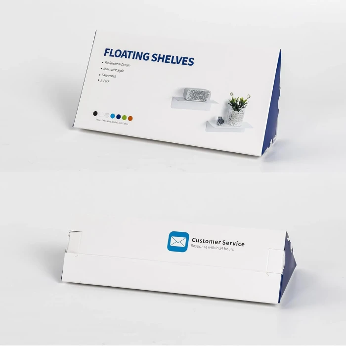 OAPRIRE Acrylic Floating Wall Shelves Set of 2, Damage-Free Expand Wall Space, Black Small Wall Shelf for Smart Speaker, Action Figures, Monitor with Cable Clips, Stick on, No Drill - Image 5