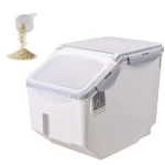 FURN ASPIRE Rice Storage Container, Large Rice Dispenser Airtight Food Rice Bin Household Sealed Cereal Grain Organizer With Lids For Storing Rice, Flour, Dry Fruit And More, Plastic, Pack Of 1,White
