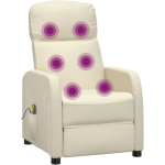 idaXL Massage Chair Cream White Faux Leather - Image 5