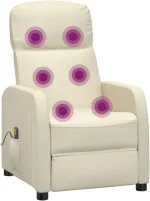 idaXL Massage Chair Cream White Faux Leather - Image 5
