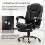 INGVY Black Electric Massage Ergonomic Office Gaming Chair, Leather, Contemporary Style, Swivel Wheels, 400lbs Capacity - Image 3