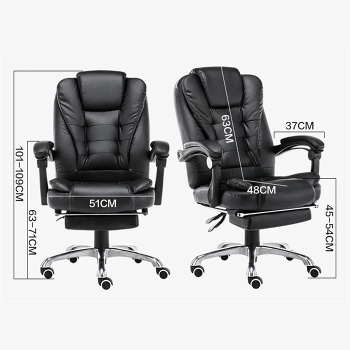 INGVY Black Electric Massage Ergonomic Office Gaming Chair, Leather, Contemporary Style, Swivel Wheels, 400lbs Capacity - Image 2