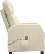 idaXL Massage Chair Cream White Faux Leather - Image 6