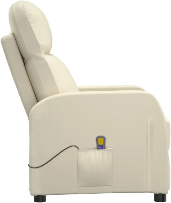 idaXL Massage Chair Cream White Faux Leather - Image 6