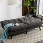 Mainstays Camden Cozy Futon, Charcoal Boucle Fabric, 72" - Image 2