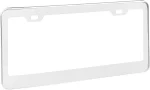 Amazon Basics Stainless Steel License Plate Frame Pair with Screw Caps - 2-Hole, 12.2'' x 6.3'', Silver - Image 3