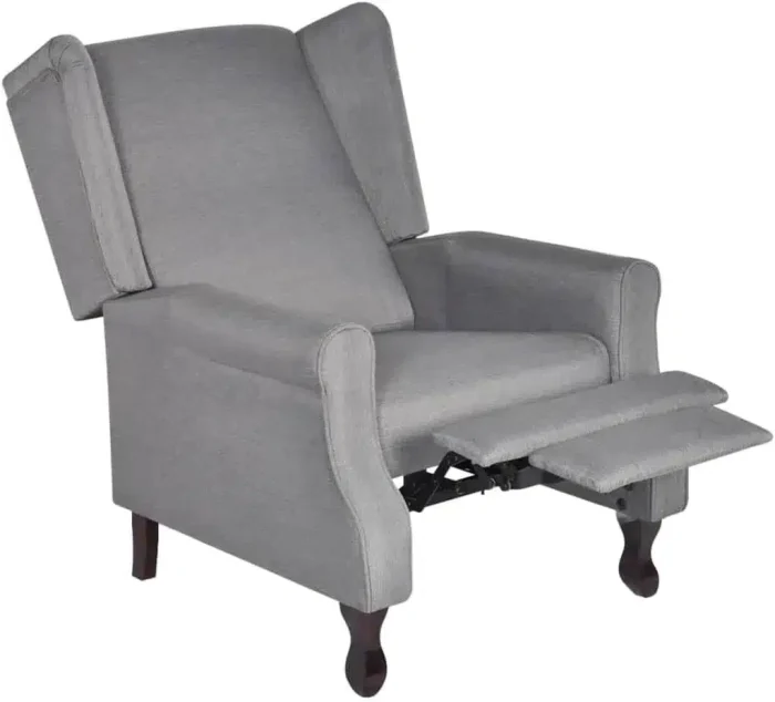 vidaXL Classic Dark Gray Fabric Recliner – Comfortable Adjustable Reclining Chair with Sponge Padding & Wooden Structure for Living Room and Office - Image 4