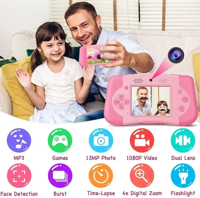 GKTZ Kids Music Player Toddler Digital Video Camera, Kids Camera for 3 4 5 6 7 8 Year Old (YD06-P) - Image 2